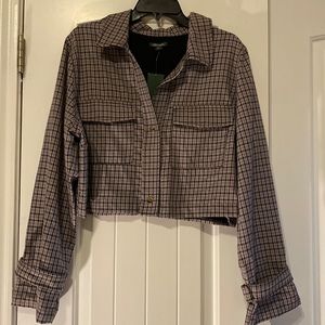 Wild fable plaid cropped button down jacket